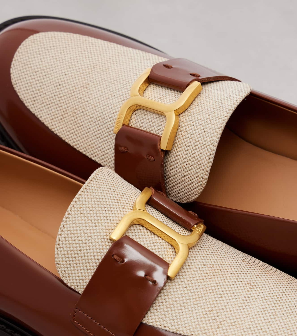 Chloé Marcie leather and canvas loafers