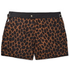 TOM FORD - Mid-Length Leopard-Print Swim Shorts - Brown