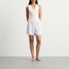 SKIMS Women's Woven Shine Boxer With Lace in Silver Stripe