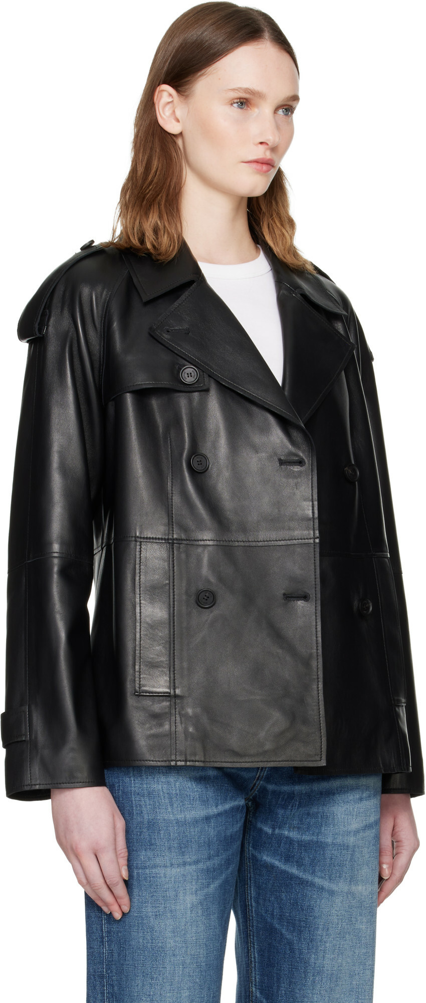 MACKAGE Black DOLORES Double-Breasted Leather Jacket