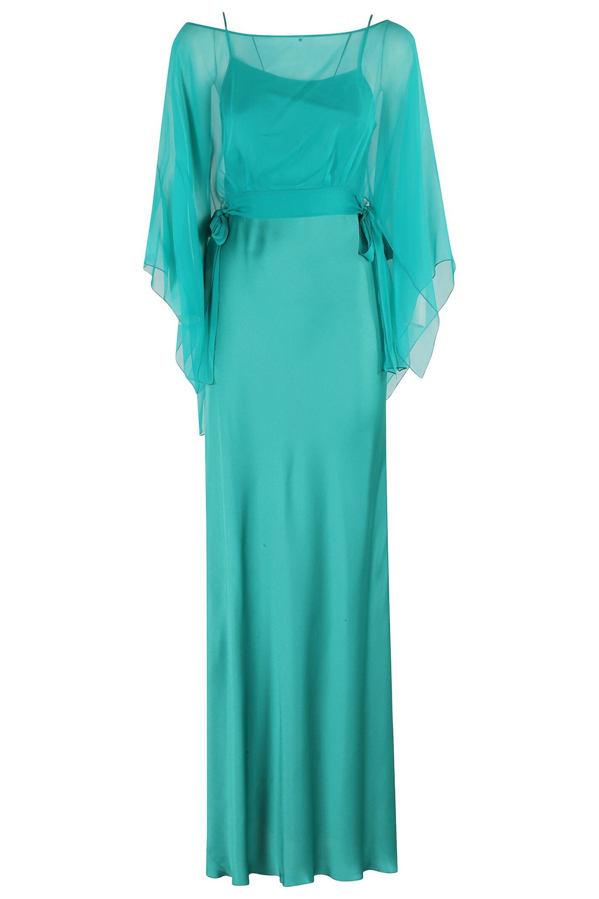 ワンピース A FERRETTI Turquoise Satin Long Dress Alberta Ferretti Draped neckline satin dress | The Fashion
