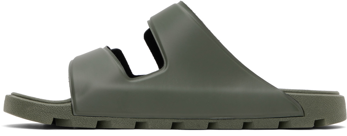 Hugo Khaki Logo Double Touch-Closure Straps Sandals