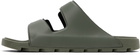 Hugo Khaki Logo Double Touch-Closure Straps Sandals