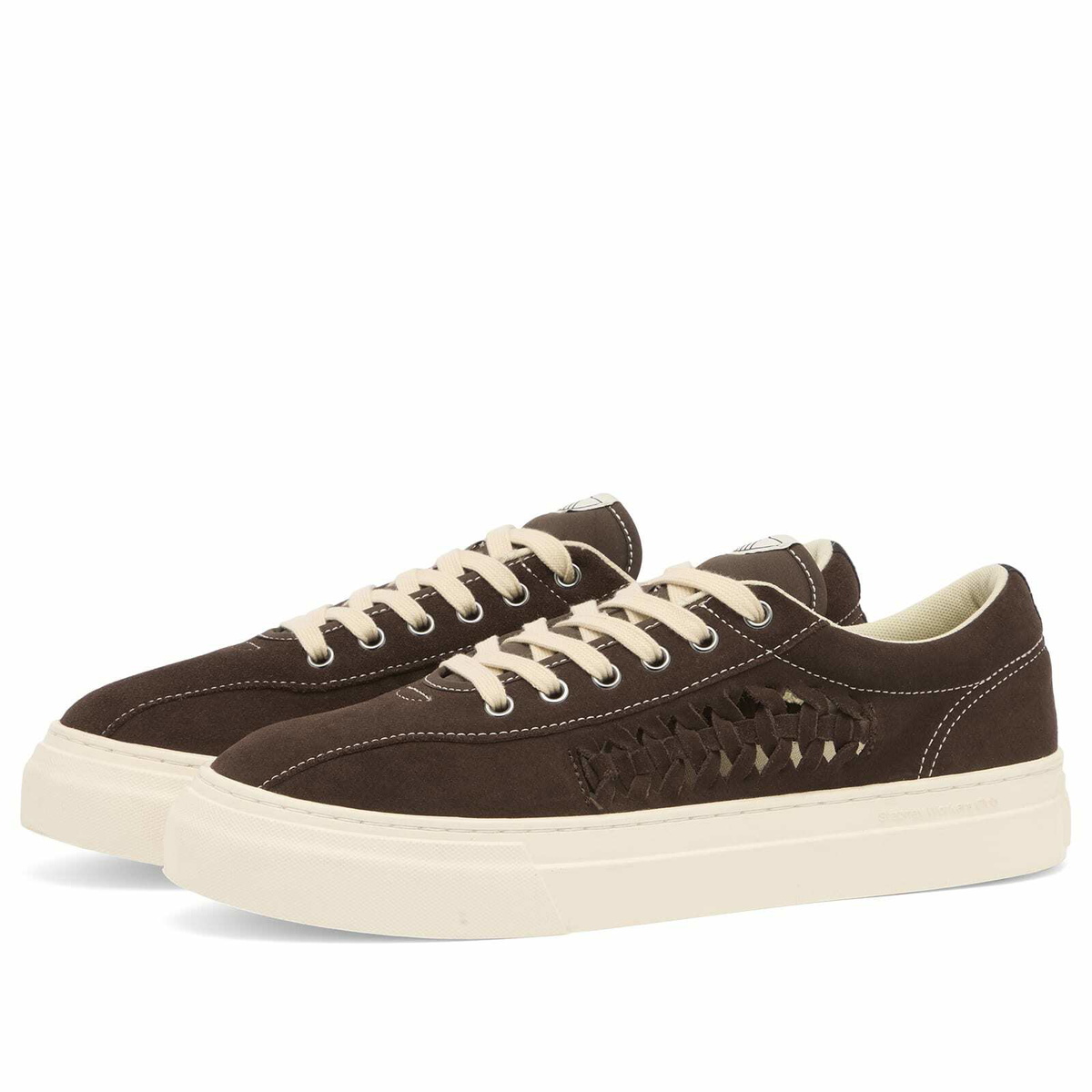 Stepney Workers Club Men's Dellow Woven Suede Sneaker in Dark Brown