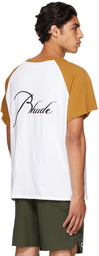 Rhude Tan & White Raglan Logo T-Shirt