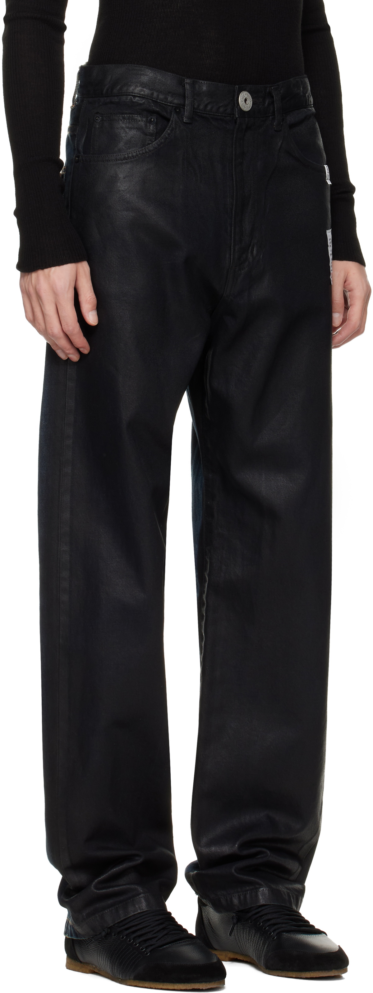 Maison MIHARA YASUHIRO Black & Blue Front Coated Denim Jeans