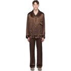 Brioni Brown Silk Embroidered Pocket Pyjama Set