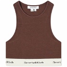 Sporty & Rich Women's Serif Logo Ribbed Cropped Tank Top in Chocolate