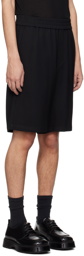 AMI Paris Black Elasticized Waist Shorts