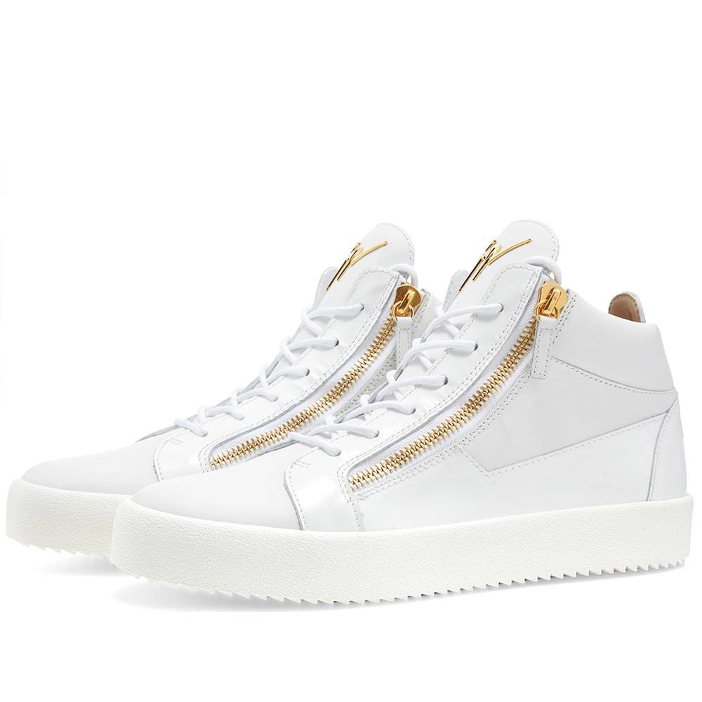 Giuseppe Zanotti Zip Leather Sneaker White & Gold Giuseppe Zanotti