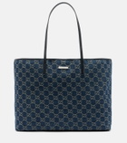 Gucci Essence Large leather-trimmed denim tote bag