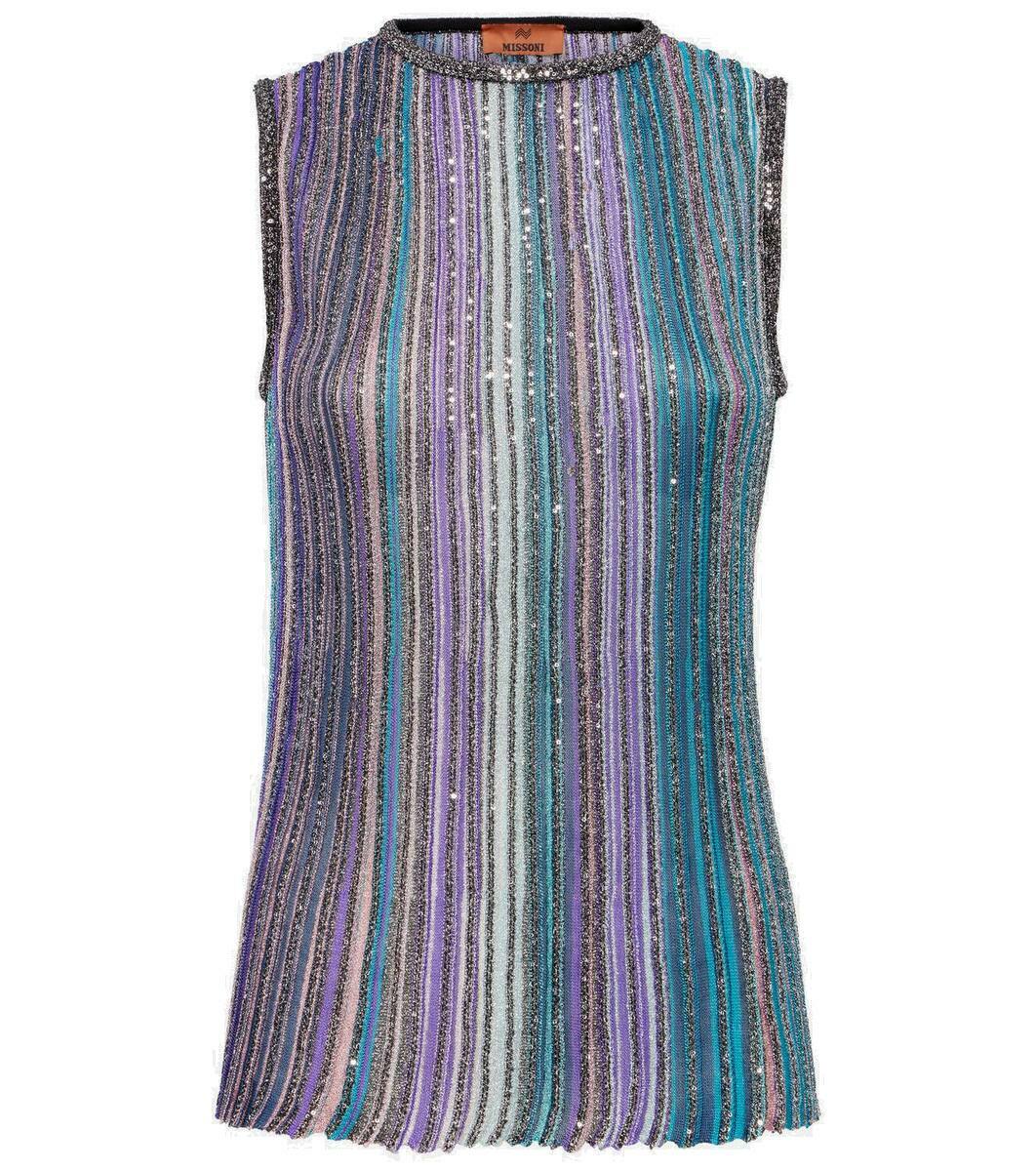 Missoni Striped sequined metallic knit top Missoni Missoni Striped sequined metallic knit top Missoni