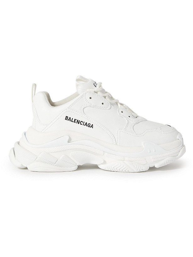 Photo: Balenciaga - Triple S Faux Leather Sneakers - White