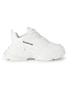 Balenciaga - Triple S Faux Leather Sneakers - White