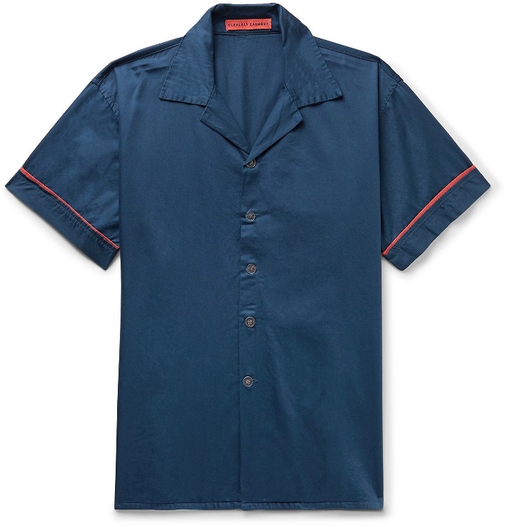 Photo: Cleverly Laundry - Piped Garment-Dyed Washed-Cotton Pyjama Shirt - Blue