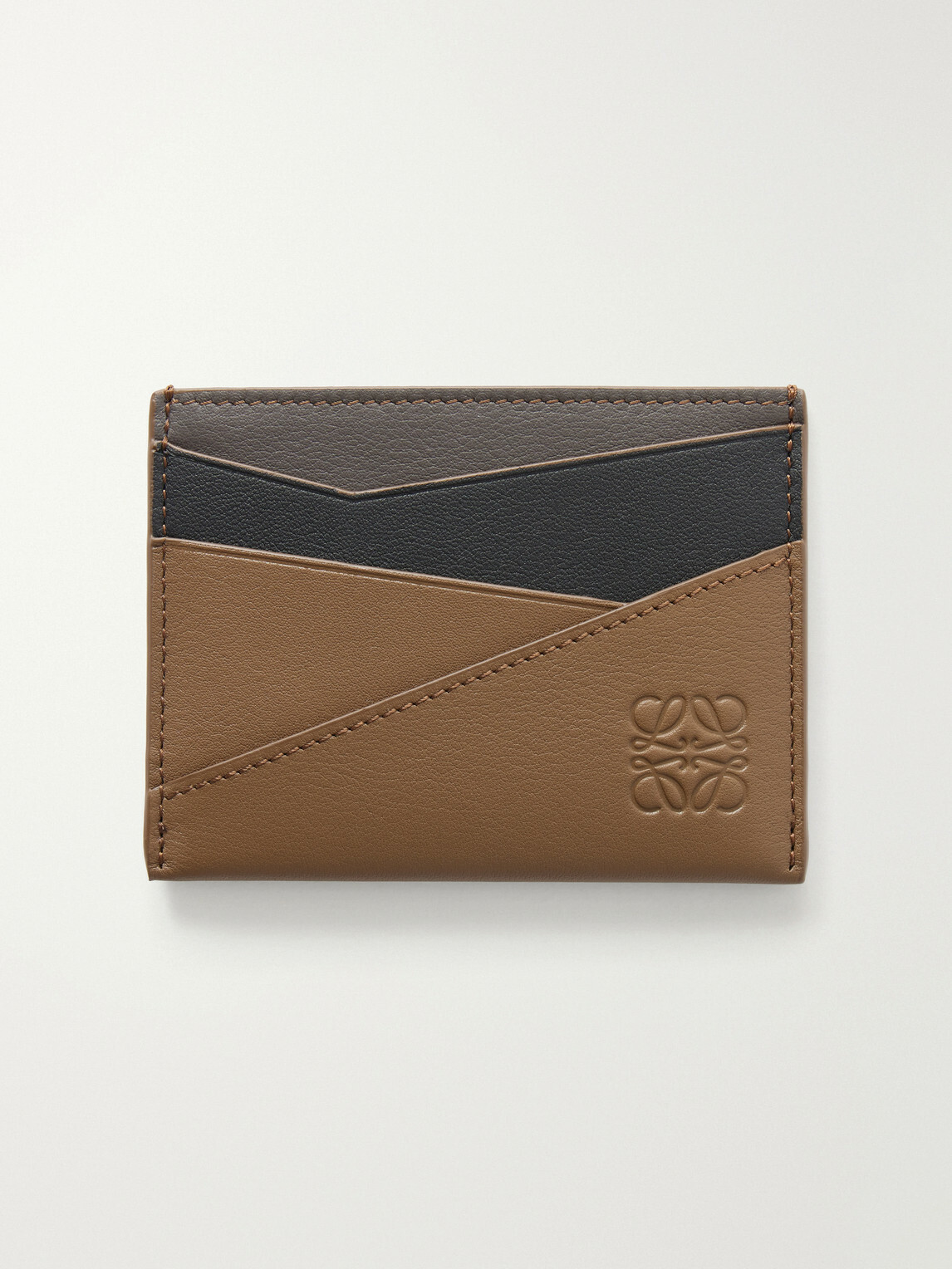 LOEWE - Puzzle Edge Anagram-Embossed Leather Cardholder - Brown