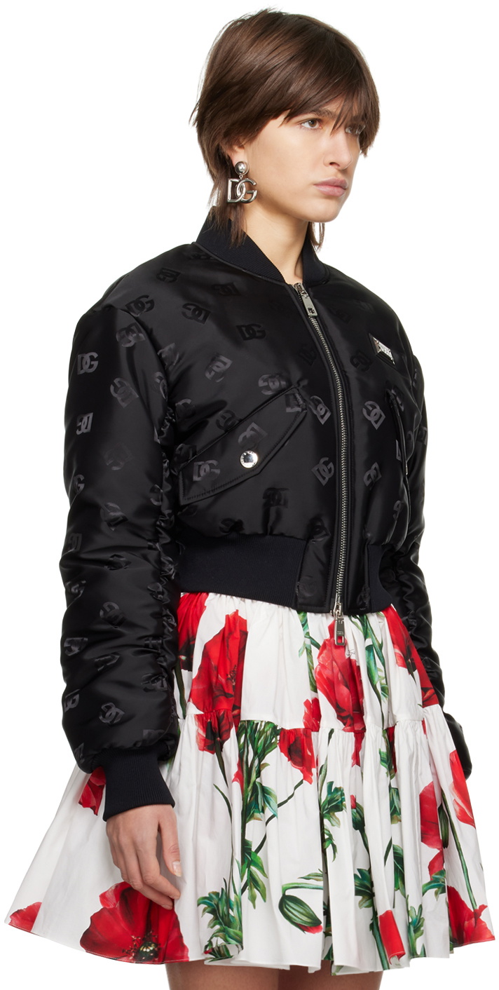 Dolce & Gabbana Black Jacquard Bomber Jacket Dolce & Gabbana