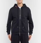 Moncler - Loopback Cotton-Jersey Zip-Up Hoodie - Midnight blue