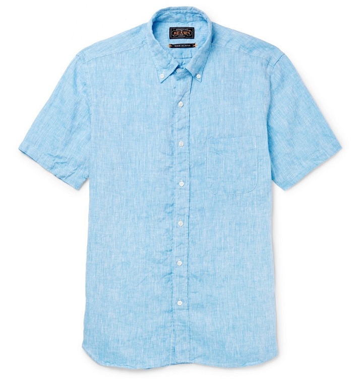 Photo: Beams Plus - Button-Down Collar Slub Linen Shirt - Men - Light blue