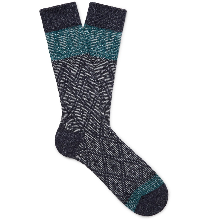 Photo: Anonymous Ism - Fair Isle Stretch-Knit Socks - Blue