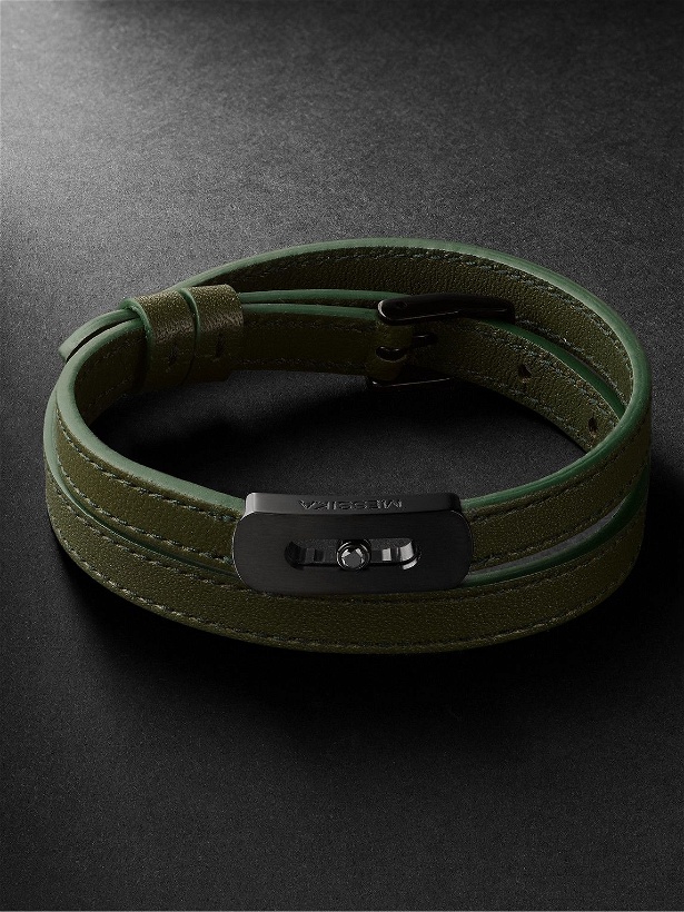 Photo: Messika - My Move DLC-Coated, Diamond and Leather Bracelet - Green