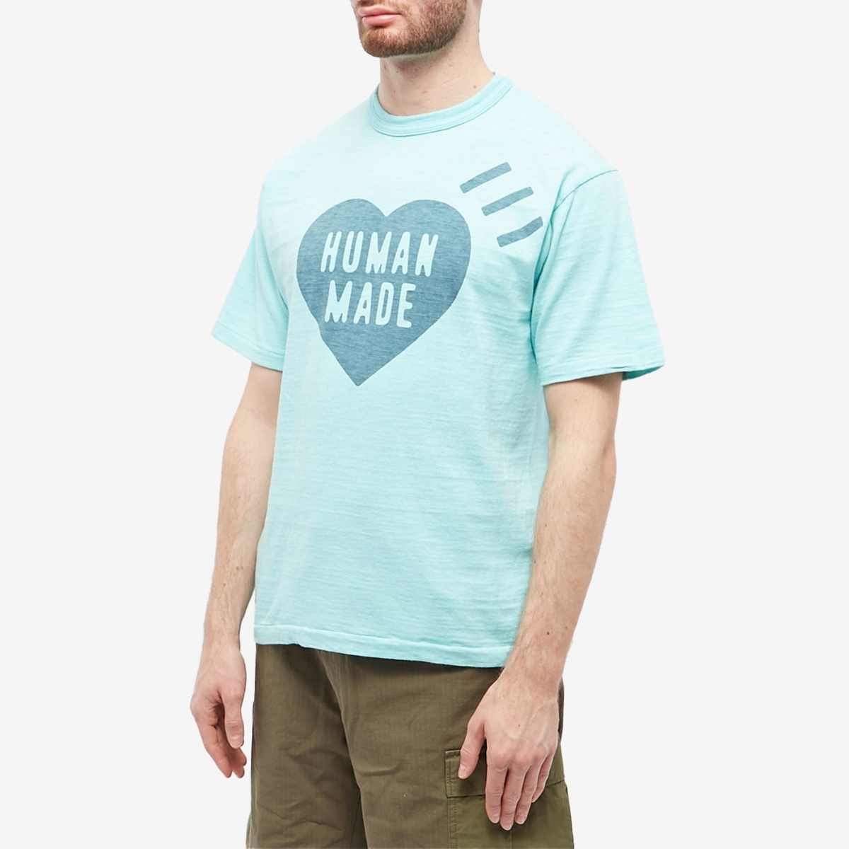 Human Made Men's Heart Slub T-Shirt in Green Human Made
