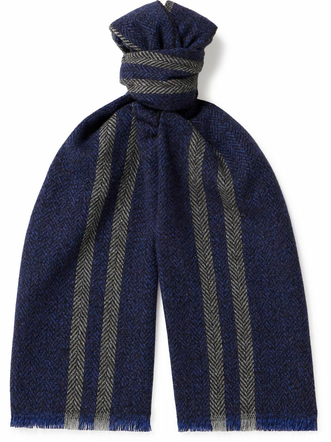 Photo: Johnstons of Elgin - Frayed Striped Donegal Cashmere Scarf