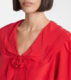 Rixo Emelin floral-appliqué silk blouse
