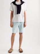 DOPPIAA - Aacri Straight-Leg Striped Terry Drawstring Shorts - Blue