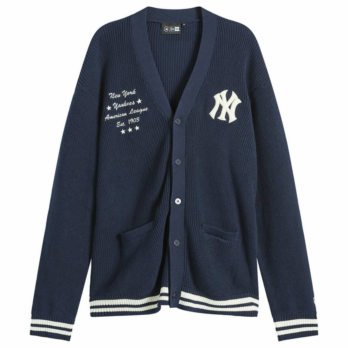 New Era Men's MLB New York Yankies Script Cardigan in Navy