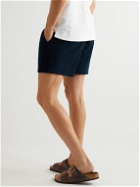 OAS - Straight-Leg Logo-Embroidered Cotton-Terry Drawstring Shorts - Blue