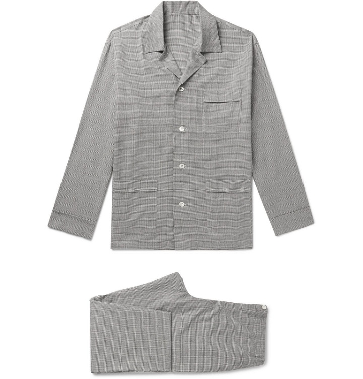 Photo: Anderson & Sheppard - Prince of Wales Checked Brushed-Cotton Pyjama Set - Gray