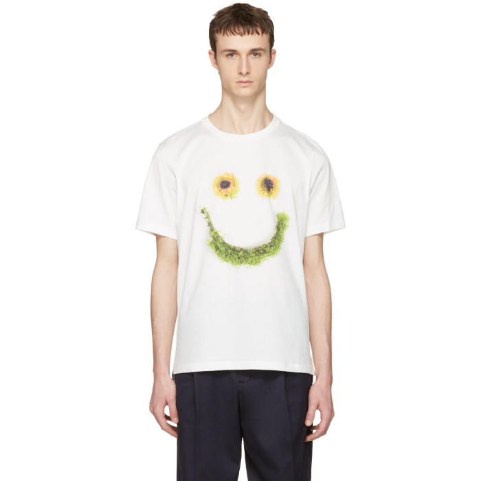 Photo: Paul Smith White Floral Smiley T-Shirt