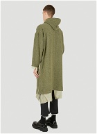 Raw Hem Hooded Coat in Khaki