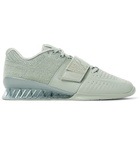 Nike Training - Romaleos 3 XD Patch Faux Leather and Velcro Sneakers - Gray green