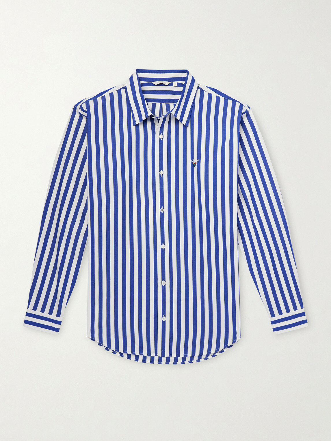 Aimé Leon Dore - Oversized Logo-Embroidered Striped Cotton Shirt - Blue