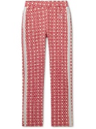 Wales Bonner - Power Straight-Leg Crochet-Trimmed Organic Cotton-Jacquard Track Pants - Red