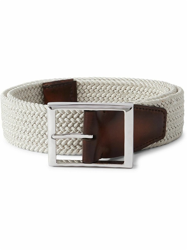 Photo: Berluti - 3.5cm Venezia Leather-Trimmed Woven Cord Belt - Neutrals