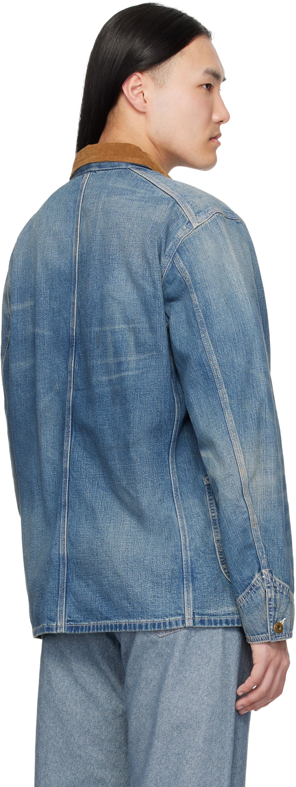 RRL Blue Corduroy-Collar Indigo Denim Jacket