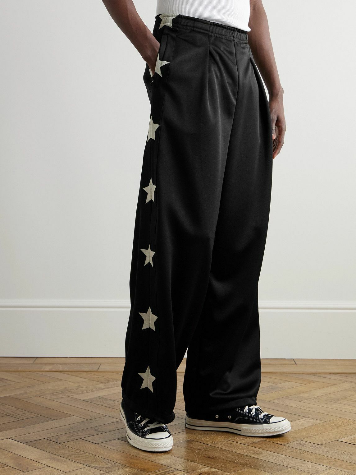 KAPITAL - Logo-Appliquéd Printed Tech-Jersey Sweatpants - Black