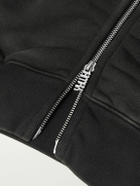 RRR123 - USO-123 Cropped Printed Cotton-Jersey Zip-Up Hoodie - Black