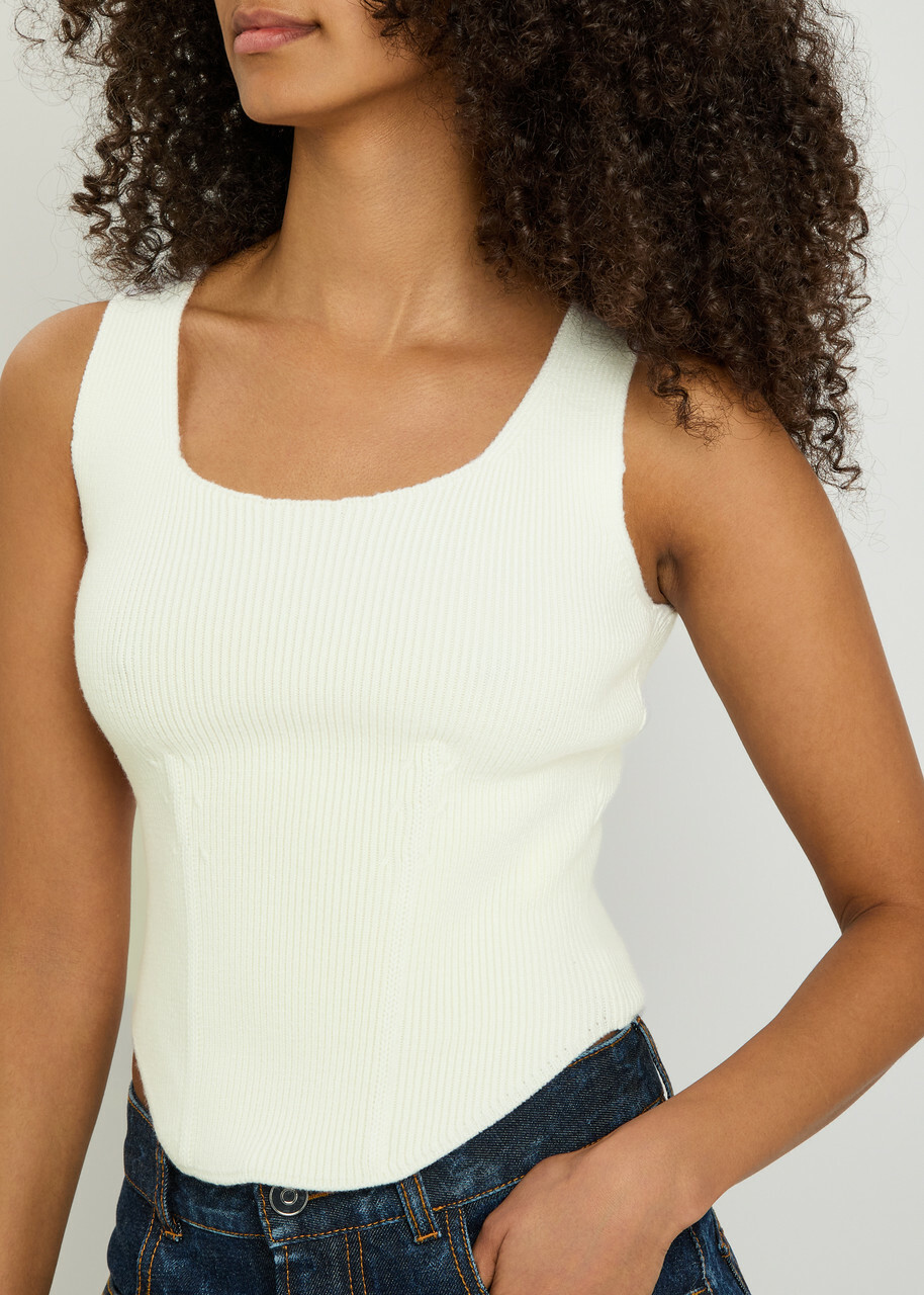 Alaïa Corset Fine-knit Wool-blend Vest top White