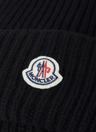 Logo Patch Beanie Hat in Black