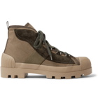 Acne Studios - Daniel Suede and Grosgrain-Trimmed Canvas Boots - Men - Army green