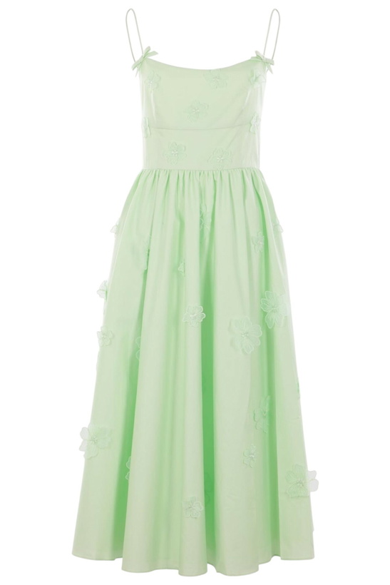 Photo: self-portrait Poplin Midi Dress With Floral Patches