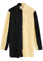 Lovebirds Colour-block Silk Crepe-de-chine Shirt Black