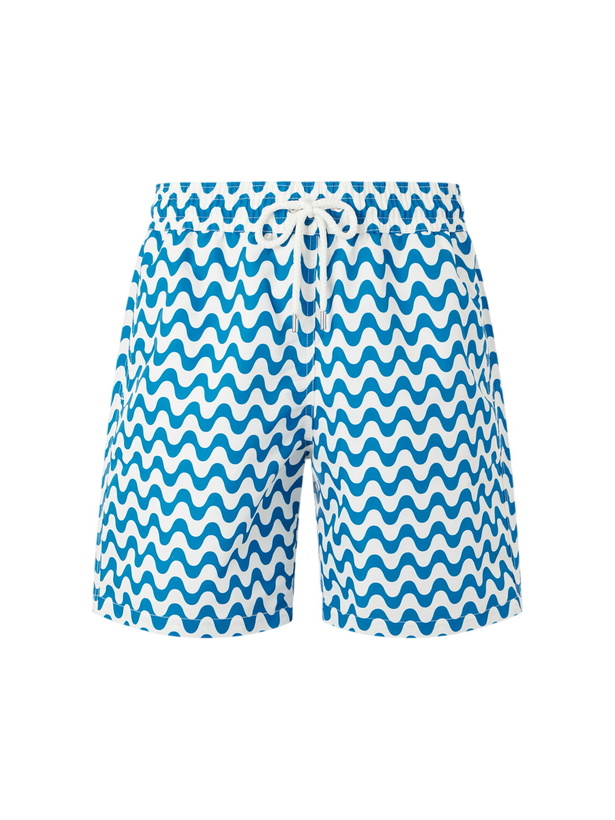 Photo: Frescobol Carioca - Santos Straight-leg Printed Swim Shorts - Blue
