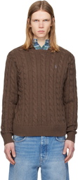 Polo Ralph Lauren Brown Cable-Knit Cotton Sweater
