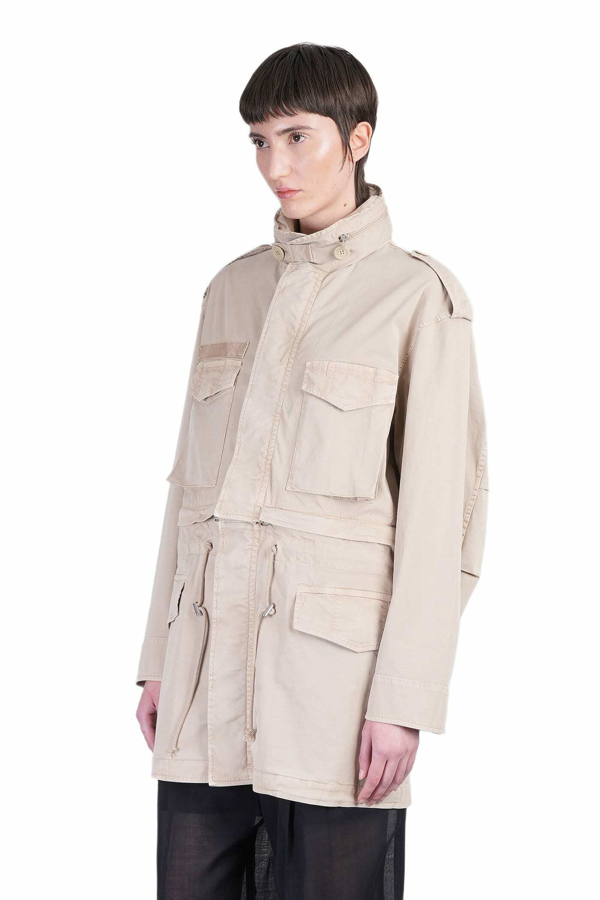 Helmut Lang Parka In Beige Cotton
