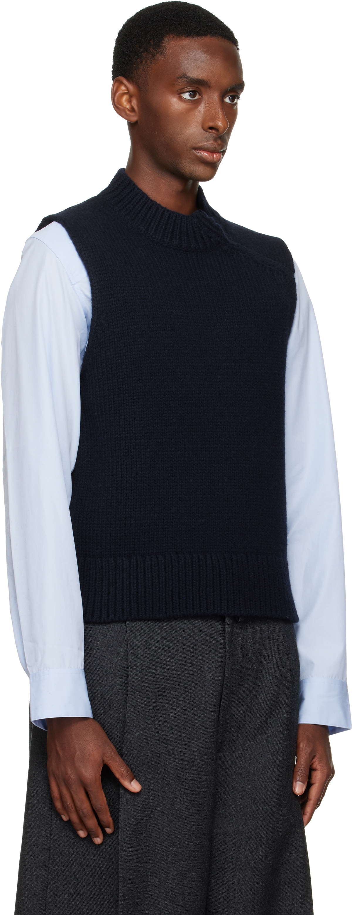 Dries Van Noten Navy Merino Wool Turtleneck